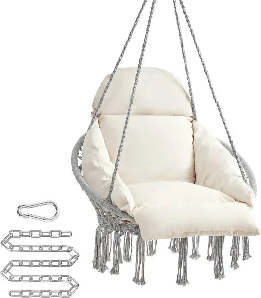 SONGMICS Hanging Chair Hammock Chair with Large Thick Cushion