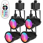 RGB Track Light Heads,RGBW Track Lighting Heads H Type with Remote for Party,...