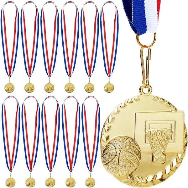 Juvale 12 Pack Gold Basketball Medals