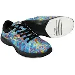 ELITE Women's Blue Swirl lace up Bowling Shoes with Slide Soles on The Right and Left Shoes