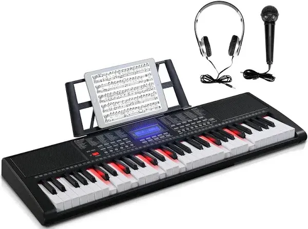 GLARRY 61-Key Portable Electronic Piano Keyboard with Lighted Keys