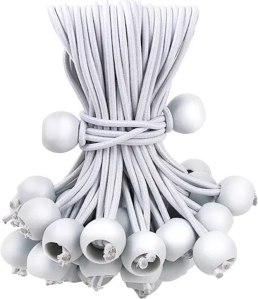 50PCS White Ball Bungee Cords 6 Inch Heavy Duty Outdoor Bungee Cord with Bal