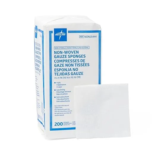 Medline - NON25444 Avant Gauze, Non-Woven and Non-Sterile Sponges, 4 X 4 Inch, 200 Count