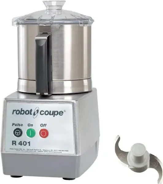 Robot Coupe R401B Single-Speed 4.5-Quart Combination Continuous Feed Commercial Food Processor, 120v, Grey