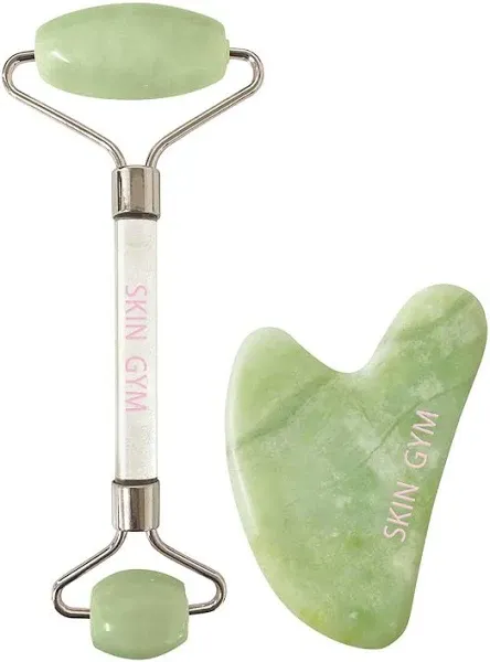 Skin Gym Facial Roller and Gua Sha Workout Set for Wrinkles and Fine Lines Anti-Aging Face Lift Skin Care Beauty Tool