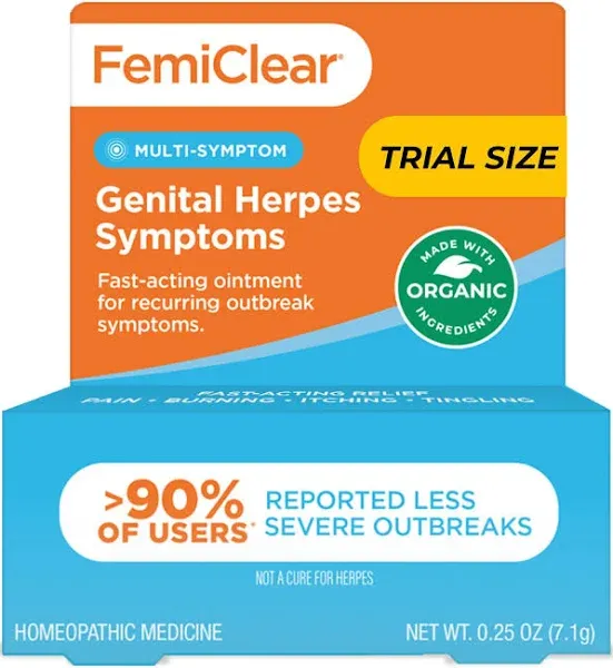 FemiClear, Multi-Symptom Relief - Formulated with All-Natural and Organic Ingredients - 0.25 Ounce Tube