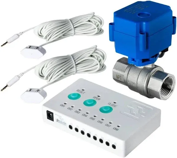 iSpring Water Leak Detector  Alarm System, Automatic Shut-Off Valve &amp; 2 Sensors