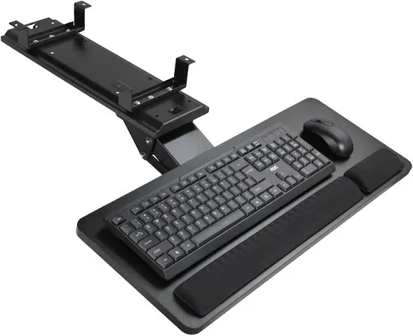 Keyboard Tray Under Desk,25x9.84'' Large Slide Out Swivel Tilt Computer Keyboard Drawer for Home Gaming Office Desk, Dual Mount,Black