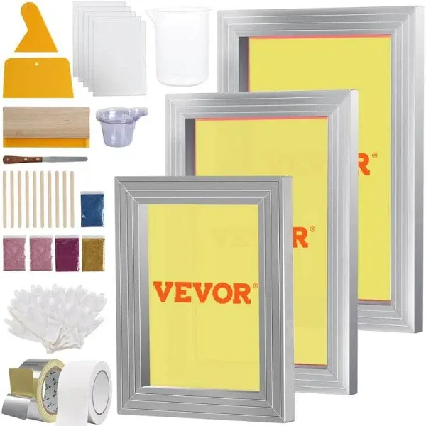 VEVOR Screen Printing Kit Silk Screen Printing Frames 6x10/8x12/10x1<wbr/>4 110 Mesh