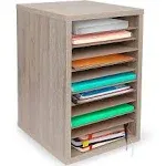 AdirOffice 11-Compartment Wood Vertical Paper Sorter Literature File Organizer, Medium Oak