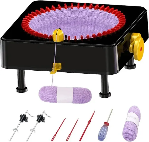 JAMIT Knitting Machine, 48 Needles Knitting Loom Machine, Hand Crank Knitting Machines for Adults, Knitting Board Rotating Double Knit Loom Machine