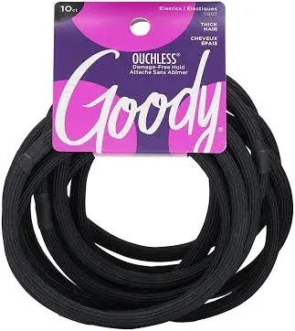 GOODY Ouchless XL & Extra Thick Elastics, Black, 10.0 Count,