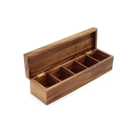 Ironwood Gourmet 5 Compartment Large Organizer Tea Box, 15.25" x 3.75" x 4"