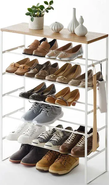 Yamazaki Tower 6 Tier Wood Top Shoe Rack