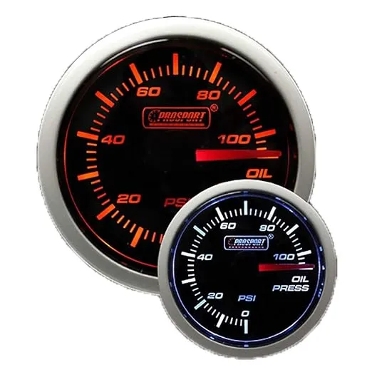 Prosport Performance 52mm Reliable Electrical Oil Pressure Gauge, Amber & White
