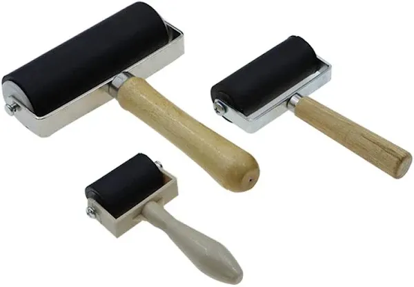 QANYEGN Set of 3 Brayer Rollers, Craft Rubber Rollers, Suitable for Printmaking, Ink Stam, and Art Crafts