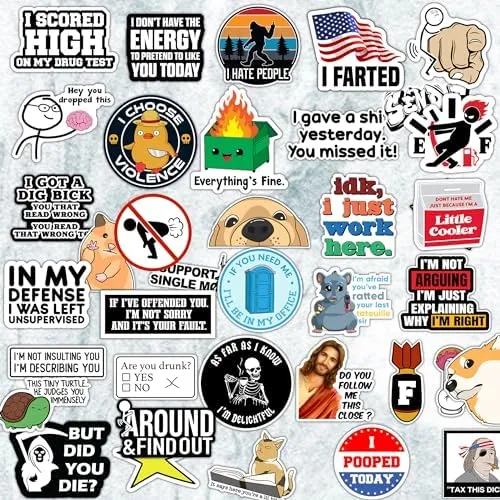 120pcs Funny Stickers for Adults, Prank Meme (Dirty) Hilarious Sticker Pack for Laptop, Hard Hat, Work, Water Bottles, Computers, Vinyl Waterproof Decals (120)