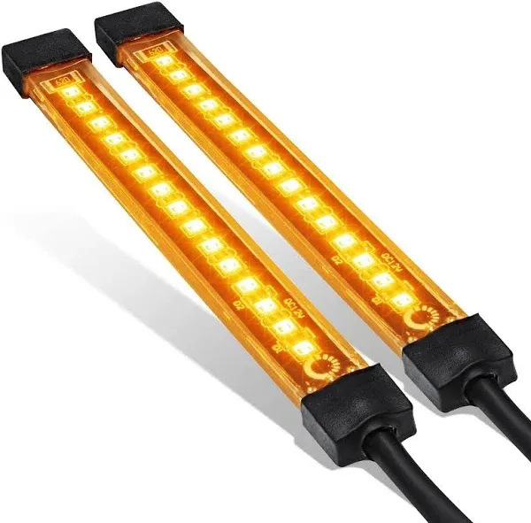 True Mods 2pc 5" Amber LED Motorcycle Running & Turn Signal Tail Light Strip Kit [IP68 Waterproof] [Single Row] [50% Running] [100% Blinker] Self Adhesive Surface Mount Flexible Lamp for Snowmobile