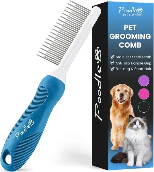 Poodle Pet Dog Combs for Grooming Matting - Metal Comb for Dogs with Long &amp; S...