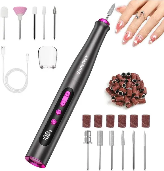 SnnyNyx Electric Nail Drill Professional 35000RPM Cordless Acrylic Nail Kit f...