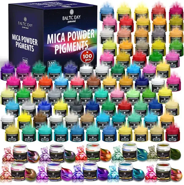 Baltic Day - Mica Powder, 100 Colors - 10 Chameleon Mica Powder for Epoxy Resin 10g/bottle - Resin Colorant for Lip Gloss, Soap Making, Candle, Nail