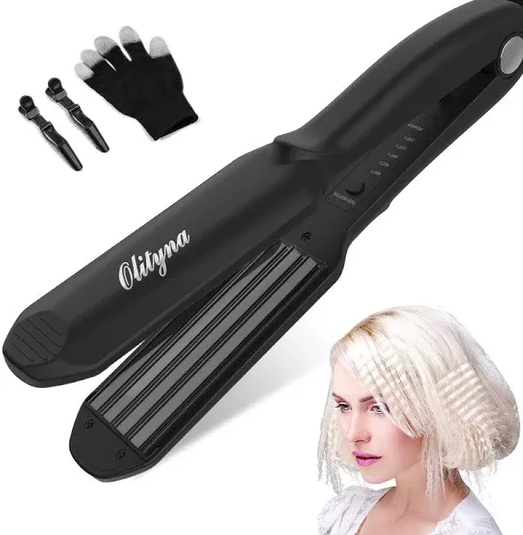 Olityna Crimper Hair Iron,1.5 Wide Ceramic Plates Texture Hair Crimper For Waver Volumizing Fluffy Hairstyle,with 5 Heat Settings & 60 Min Auto Off