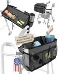 Kettland Bay Walker Basket for Folding Walker +flip-down Walker Tray +reacher/cane Holder Strap + Cup Holder | Basket for Walker Bags for Folding Wal