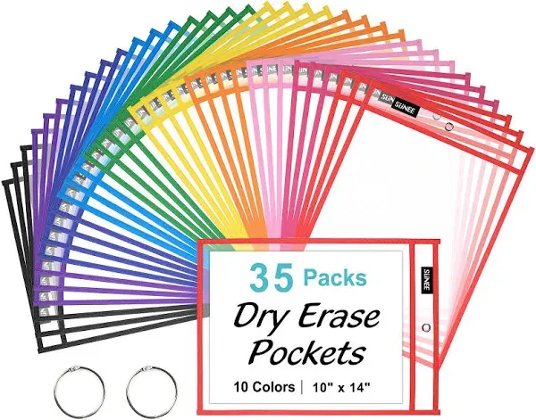 SUNEE Dry Erase Pockets 30 Pack