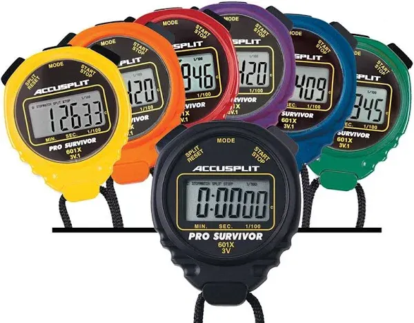 ACCUSPLIT A601X Pro Survivor Rainbow Plus One Stopwatches, Assorted colors, 