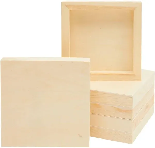 6 Pcs 6&#039;&#039; x 6&#039;&#039; Wood Panels for Pouring Unfinished Wood Canvas Cradled Wooden...