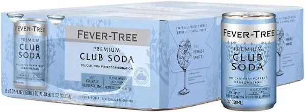 Fever Tree Club Soda Club Soda - Premium Quality Delicate with perfect carbonation - Refreshing Beverage for Cocktails & Mocktails. Naturally Sourced Ingredients, No Artificial Sweeteners or Colors - 5.07 Fl Oz (Pack of 24)(Packaging May Vary)