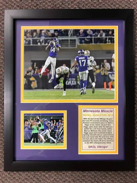 Legends Never Die Minnesota Vikings Miracle Framed Photo Collage Wall Art Decor