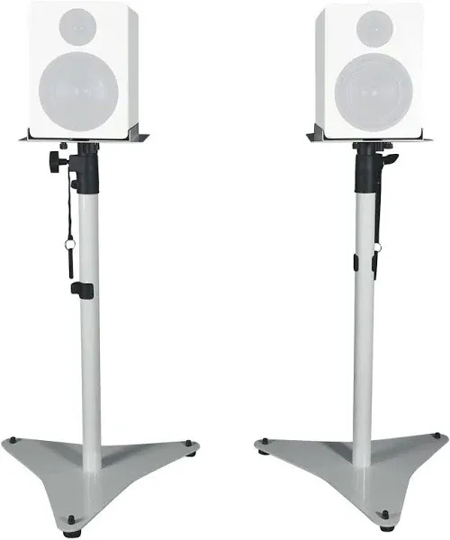 Pair Rockville RVSM5 White Adjustable Studio Monitor Bookshelf Speaker Stands