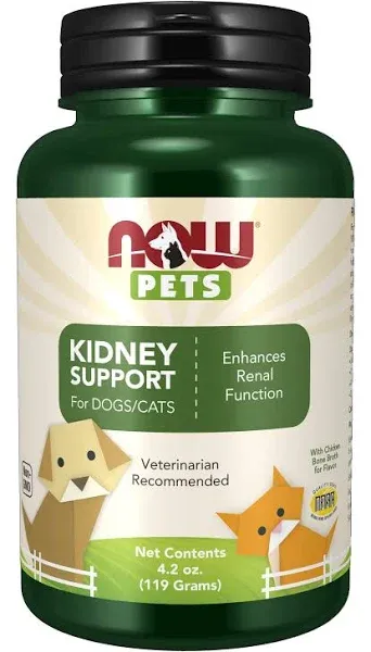 NOW Foods Pet Health, Kidney Support Supplement, Formulated for Cats & Dogs, NASC Certified, Powder, 4.2-Ounce