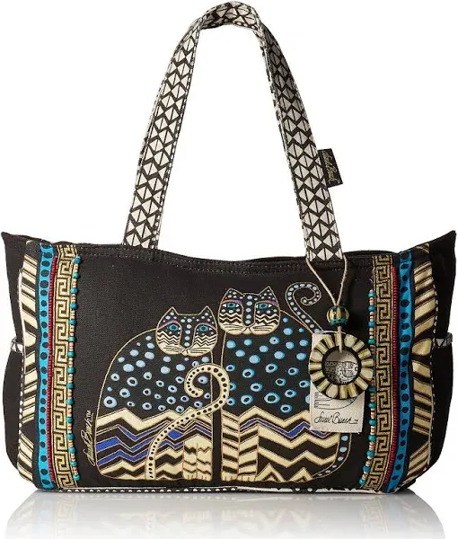 Laurel Burch Medium Tote Zipper Top 15.5"X4.5"X10"-Spotted Cats