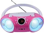 Singing Wood Sbx030btl-pk CD/Radio Boombox with LED Lighting - Kitty Pink