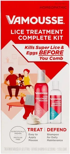 NEW Vamousse Lice Treatment Kit Kills Super Lice &amp;Eggs Mousse &amp; LICE COMB NEW