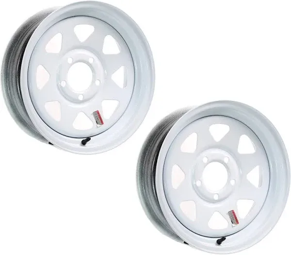 Ecustomrim 2-pack Trailer Wheel White Rims 15 X 5 Spoke Style 5 Lug On 5