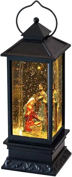 DRomance Angel Music Snow Globe Lantern with Timer Battery Operated & USB Powered Lighted Singing Snow Globe Lamp Spinning Water Swirling Glitters Christmas Decor 4" x 4" x 12"