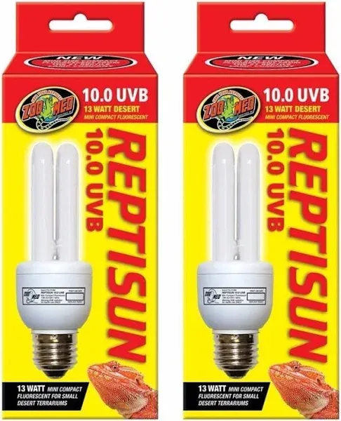 Zoo Med ReptiSun 10.0 UVB Mini Compact Fluorescent 13 Watt Bulb (2 Pack)