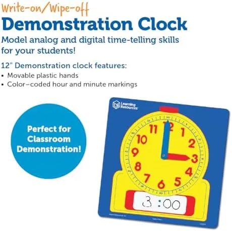 Learning Resources Write On/Wipe Off Demonstration Clock