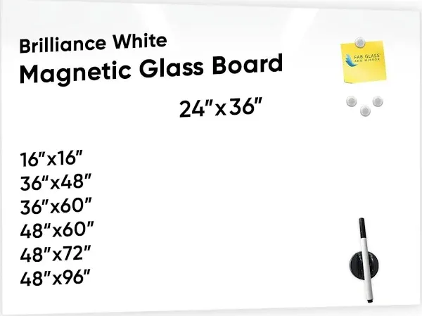 Glass Dry Erase Board, Black Surface Frameless Magnetic Glass Board 16&#034;x16&#034; f...