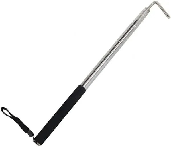 RV Awning Rod Opener Easy Reach Telescopic Puller 13-3/4" to 44-3/4" Stainless Steel Silver & Black - 1pack