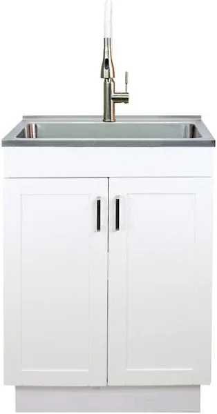 Transolid TC-2420-WCW 24-in All-in-One Laundry/Utility Sink Kit with Faucet in White