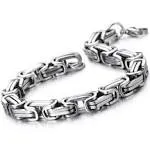 Masculine Style Stainless Steel Braid Link Bracelet for Men Polished - Silver