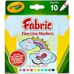 Crayola Fine Line Fabric Markers, 10 Count