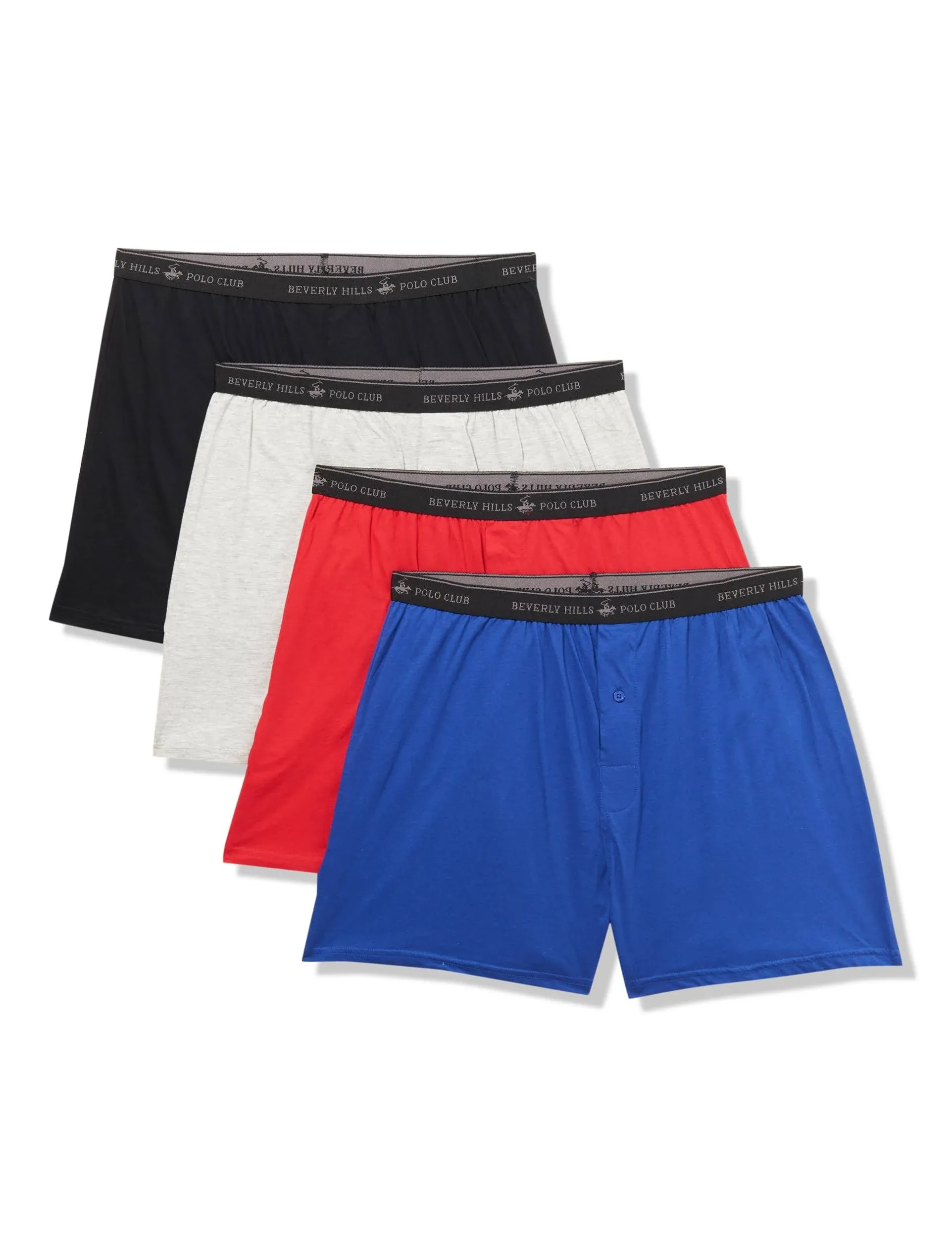 Beverly Hills Polo Club Men's 4 Pack Comfort Knit Boxer Vibrant