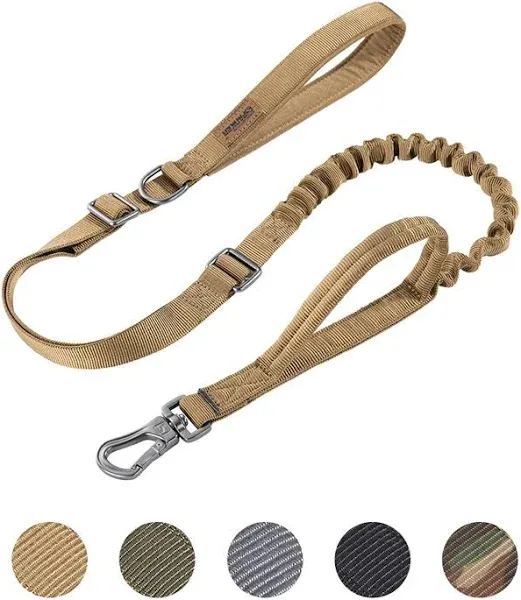 EXCELLENT ELITE SPANKER Tactical Dog Leash Adjustable K9 Military Bungee Dog Leash Elastic Leads Rope with 2 Control Handle