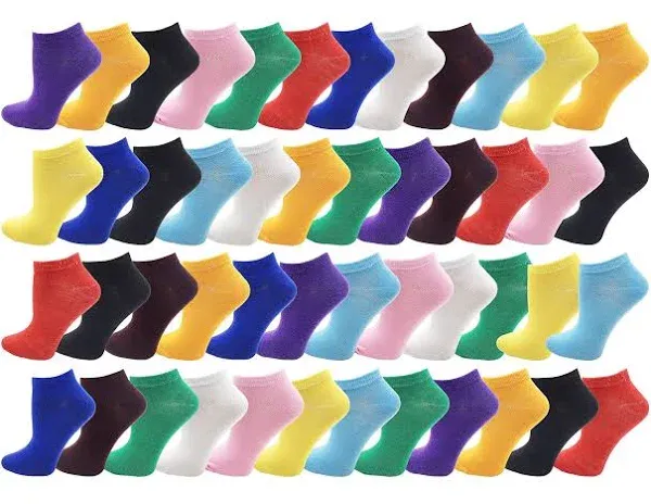 48 Pairs Womens Low Cut Ankle Socks, Comfortable Lightweight Breathable Athletic Bulk Pack Wholesale