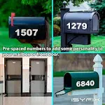 Isyfix White Vinyl Numbers Stickers - 4 inch Self Adhesive 2 Sets - Premium Decal Die Cut and Pre-Spaced for Mailbox, Signs, Window, Door, Cars, Truc